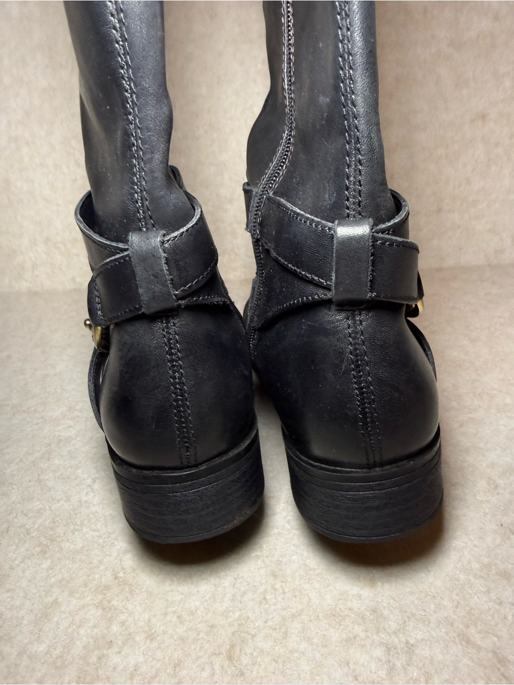 Bandolino BDTESSI Two Tone High Leather Boots Black Cognac Brown Size 8M - Picture 10 of 13